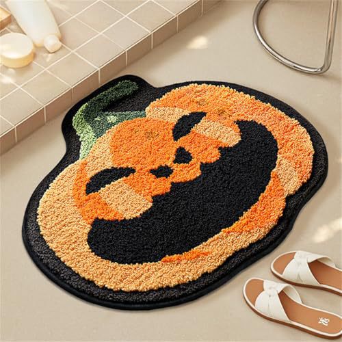 Cross-border Amazon best-selling pumpkin floor mat for home entrance, non-slip, dirt-resistant, faux cashmere floor mat, bathroom carpet