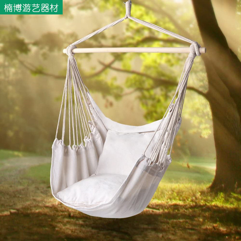 Nordic Style Portable Folding Hanging Chair With Pillow Single Canvas Hanging Chair Indoor And Outdoor Swing Balcony Hanging Chair