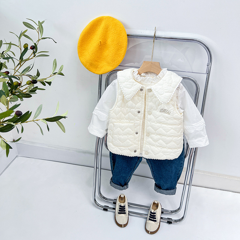 Otoño e invierno nueva niña bebé Chanel Estilo Chaleco forrado de lana engrosada chaleco abrigo