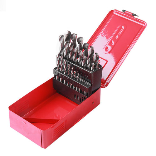 25-piece high speed steel 4241 twist drill bit combination set metal drill bits in iron box wholesale