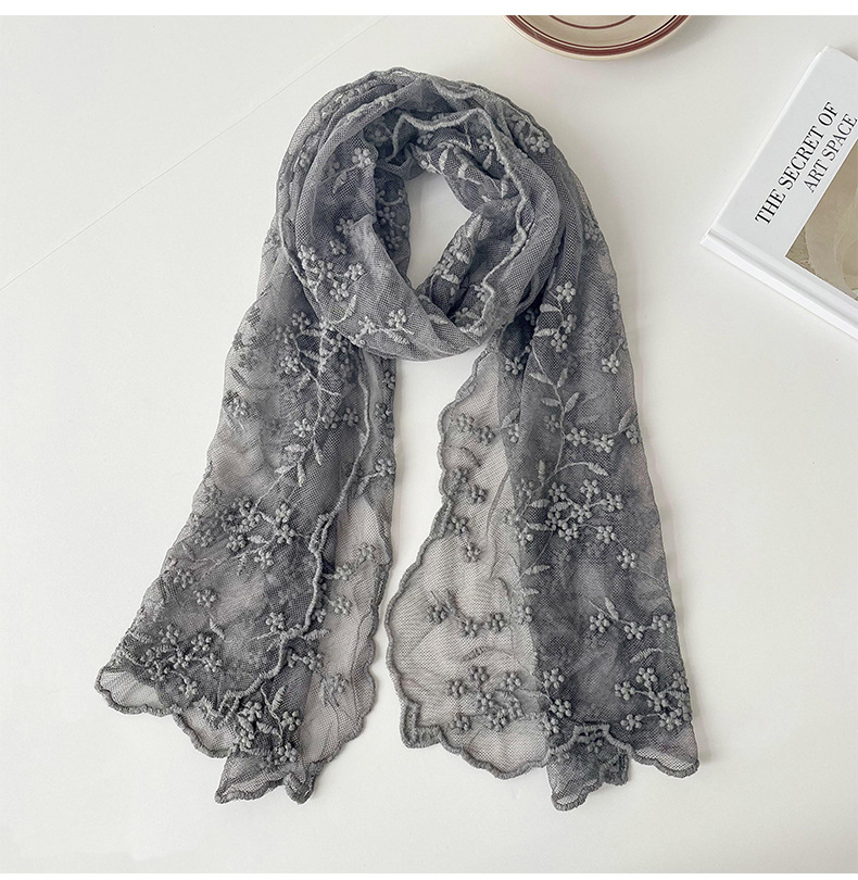 Women's Sweet Solid Color Lace Silk Scarf display picture 3