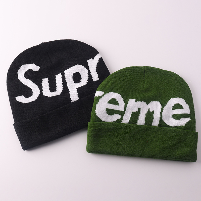 Cross-border Amazon super letter double-sided jacquard knitted hat, European and American autumn and winter warm pullover wool hat wholesale
