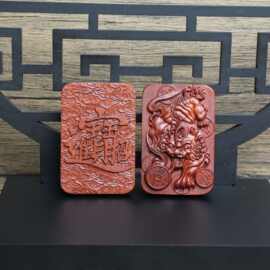 雷击木枣木雕刻貔貅进宝46牌无事牌吊坠挂件工艺品浮雕精雕文玩