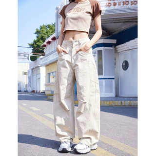 美式复古工装弯刀裤女2024秋季新款嘻哈跳舞宽松阔腿休闲镰刀裤子