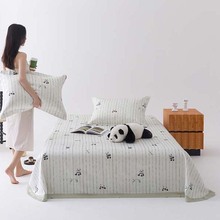 可爱熊猫天丝竹纤维凉席三件套可水洗机洗夏季冰丝床单空调软席子