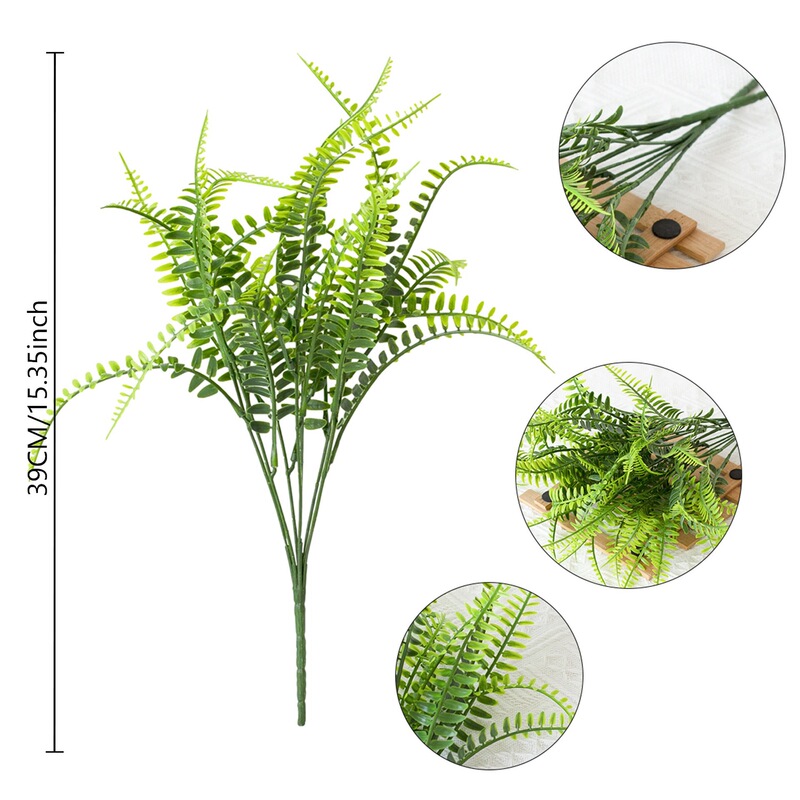 7-Prong Persian Grass Artificial Fern Artificial Plant Fern Leaf Plastic Decorative Green Plant Plug-In Home Decoration Accessories