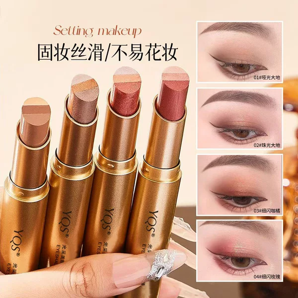 Yqs Beauty Eye Shadow Stick, Fine Gradient Glitter, Easy-To-Use for Beginners, High-Gloss, Long-Lasting, One-Swipe Eyeshadow Stick Makeup