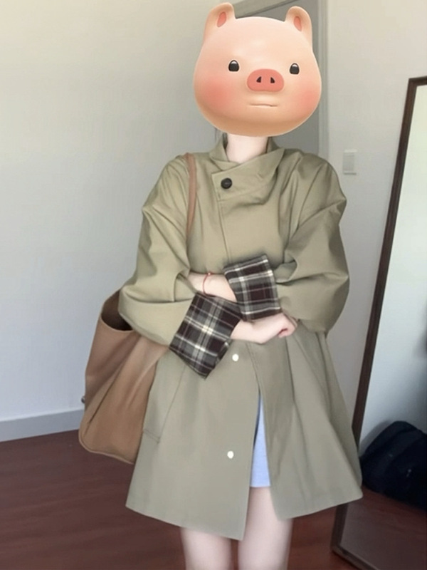 【杭州发货】早春卡其色风衣外套女2025春秋新款中长款小个子大衣|undefined