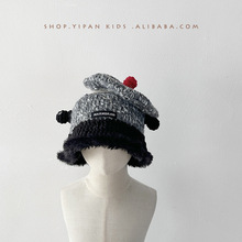 一潘 韩国儿童帽子秋冬2025手工个性毛线盆帽保暖宝宝渔夫帽批发