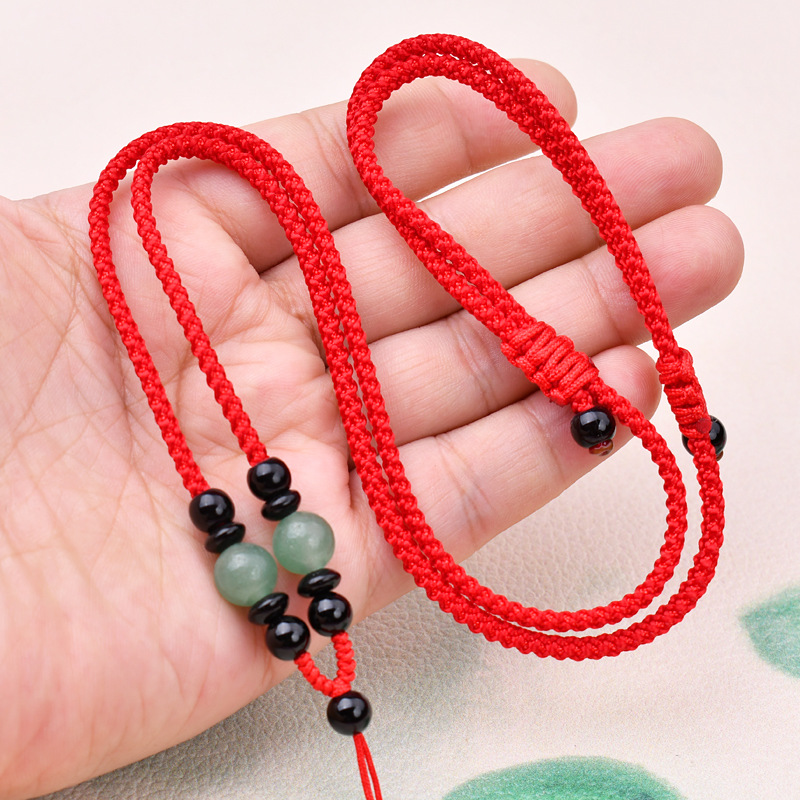 本命年红绳子diy编织黄金翡翠挂件绳批发男女款耐磨玉石吊坠挂绳