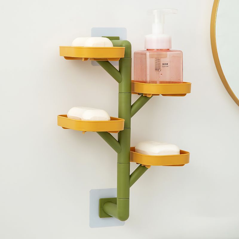 Soap Box Bathroom Soap Storage Rack Punch-Free Wall-Mounted Drain Rotating Multi-Layer Laundry Soap Suction Cup Rack