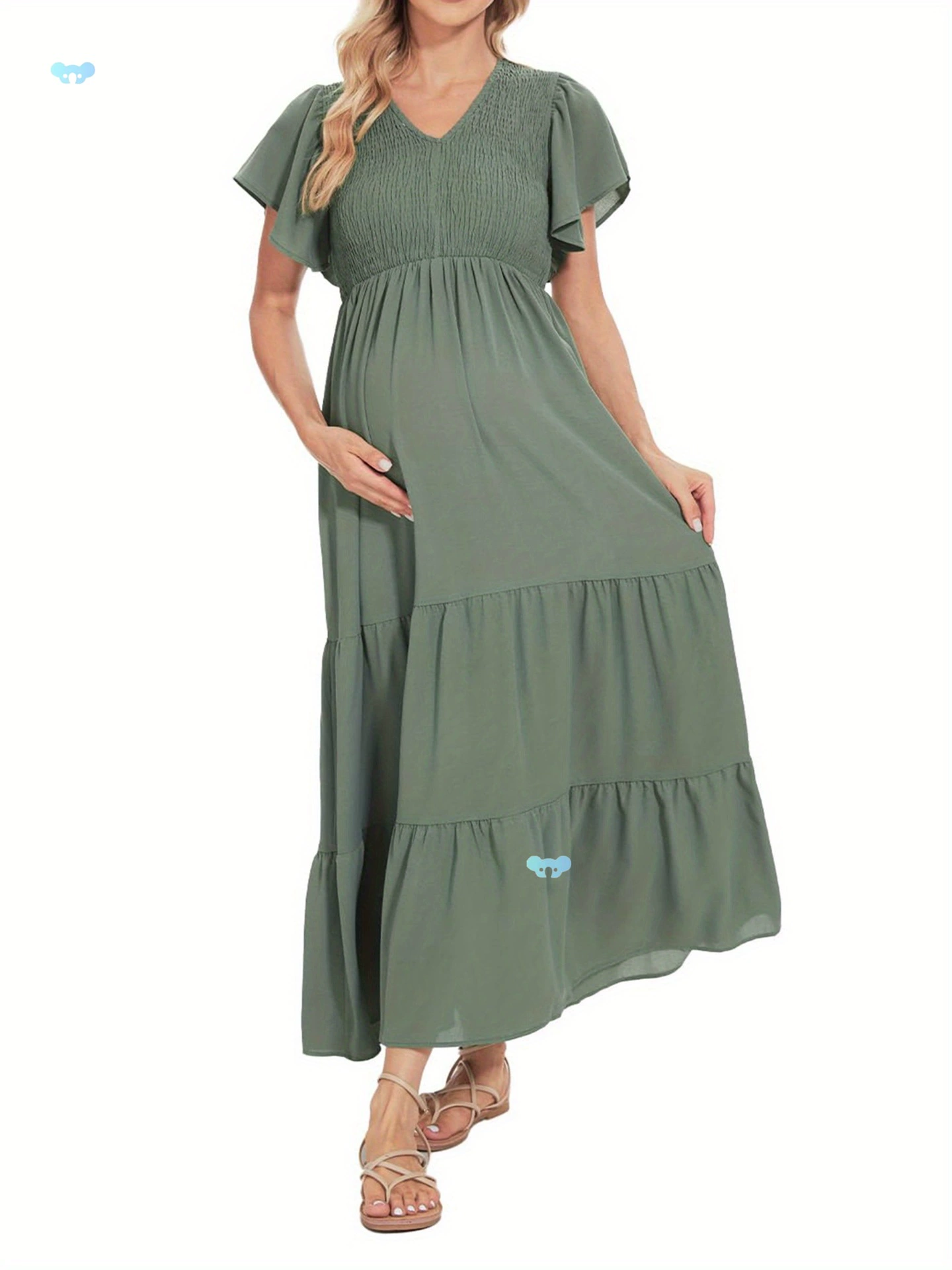 Женское платье для беременных с коротким рукавом и V-образным вырезом, однотонное, свободное, свободное