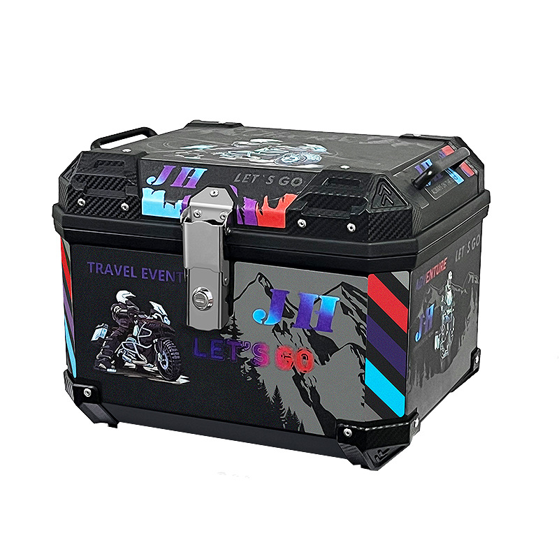 Impermeable resistente al desgaste casco completo PP material motocicleta tronco 45L universal motocicleta batería coche tronco