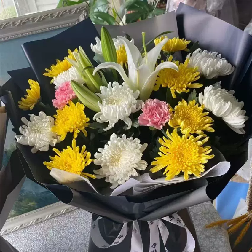 菊花假花仿真清明节春节黄白菊祭奠上坟哀思扫墓追悼祭拜花束批发