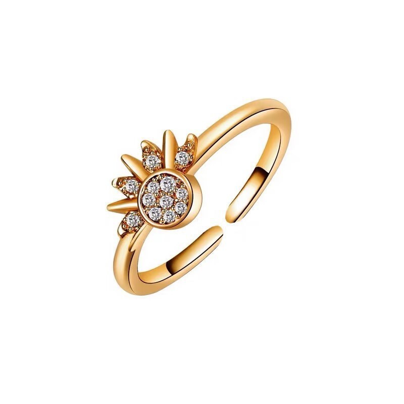 Sonne und Mond leuchten gemeinsam. Stapelbar. Offen. Neu. Europäisch und amerikanisch. Grenzüberschreitende Persönlichkeit. Diamantbesetzte Kombination._voghion.com