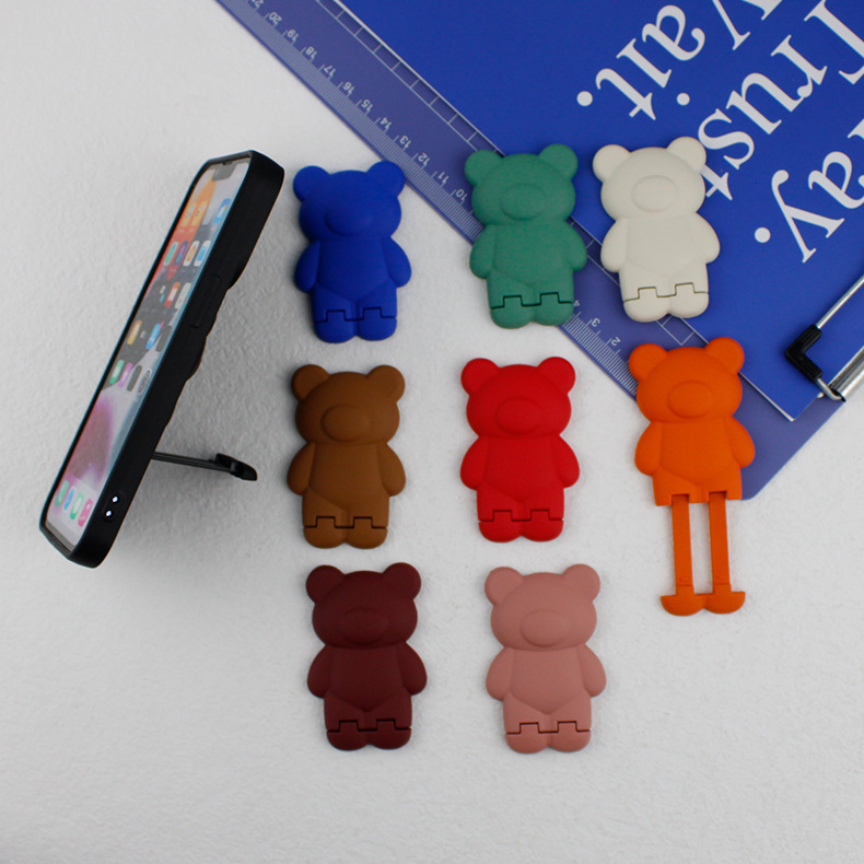 Portable Mobile Phone Stand Retractable Folding Leg Cute Cartoon Bear Macaron Series Mobile Phone Stand