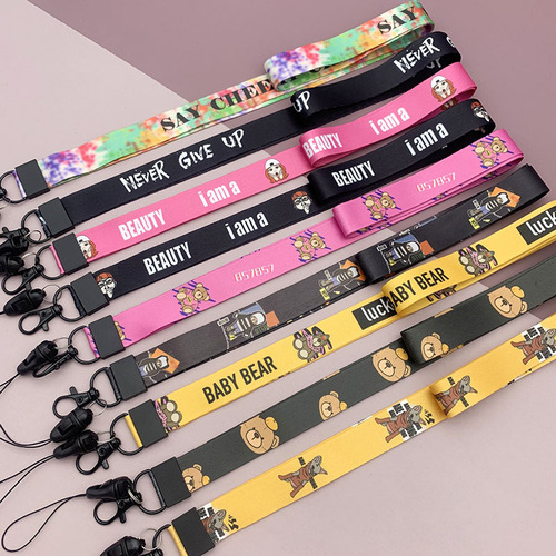 Cartoon long lanyard card holder work tag heat transfer anti-lost rope keychain printing manufacturer wholesale lanyard