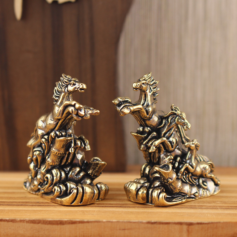 黄铜生肖马摆件万马奔腾玄关客厅茶几摆设装饰万马奔腾工艺品摆件