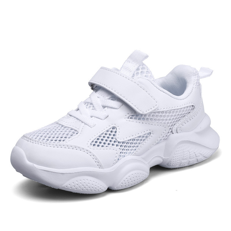 Zapatos de paso pequeños zapatos deportivos para niños estudiantes grandes niños niños niños niños blancos transpirables zapatos deportivos de aire blanco comercio exterior
