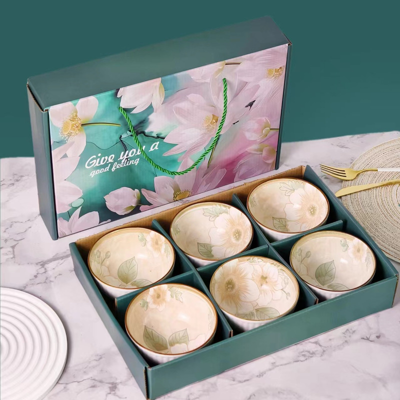 Simple Camellia Ceramic Bowls and Plates Tableware Gift Box Creative Gift Box Welfare Gift Advertising Promotion Souvenir