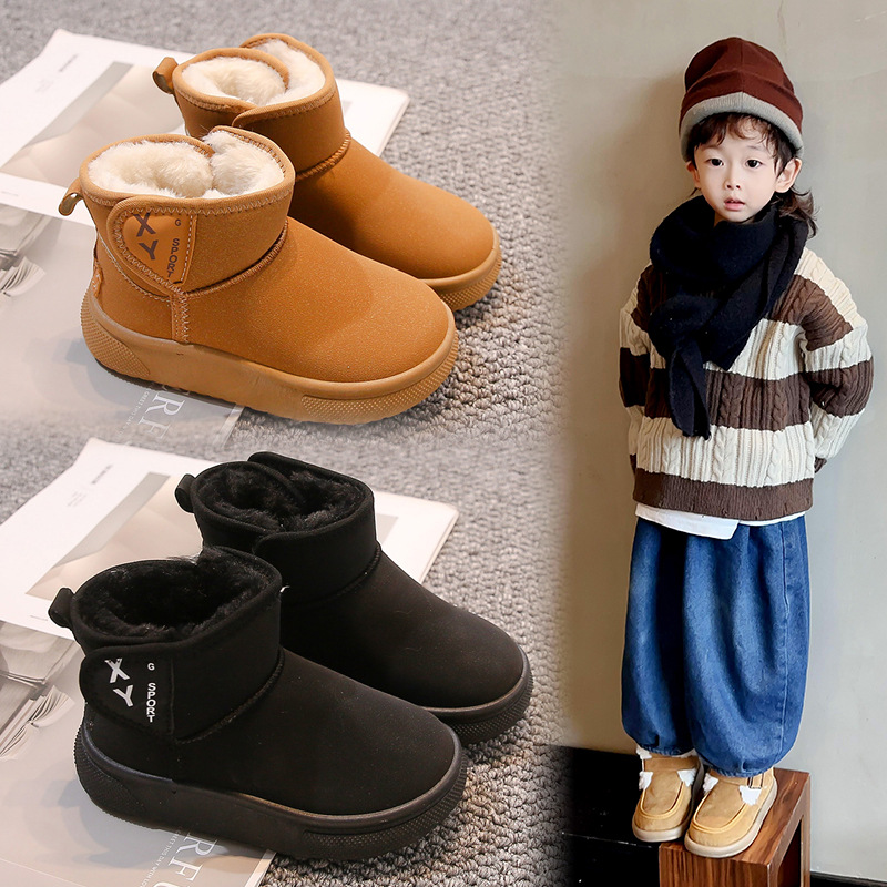 Children's snow boots girls' velvet thickened warm cotton boots 2024…