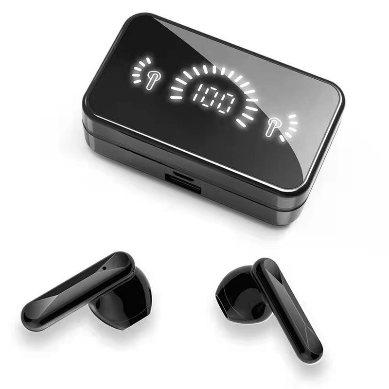S20 Mirror Bluetooth Headset Digital Display Charging Treasure Wireless Headset Listening to Songs and Making Phone Calls Cross-border English