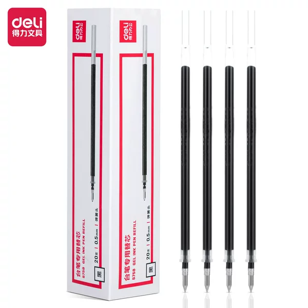 Deli S758 Pen Refill Black Bullet Gel Pen Refill 0.5MM Water Pen Refill Wholesale