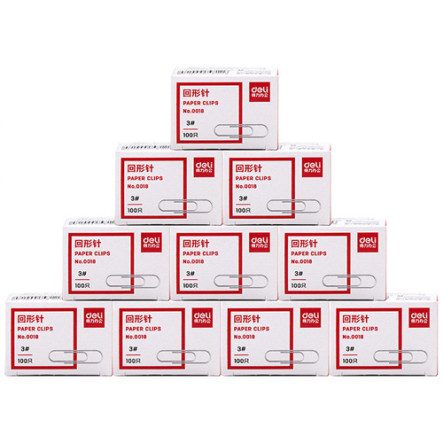 Wholesale Deli 0018 electroplated paper clips boxed metal paper clips silver 100 pieces for office supplies binding