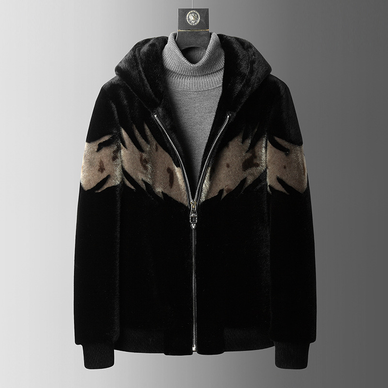 High-end Mink cashmere coat thickening winter Hooded Sheep velvet Haining leather and fur Jacket have cash less than that is registered in the accounts Fur overcoat