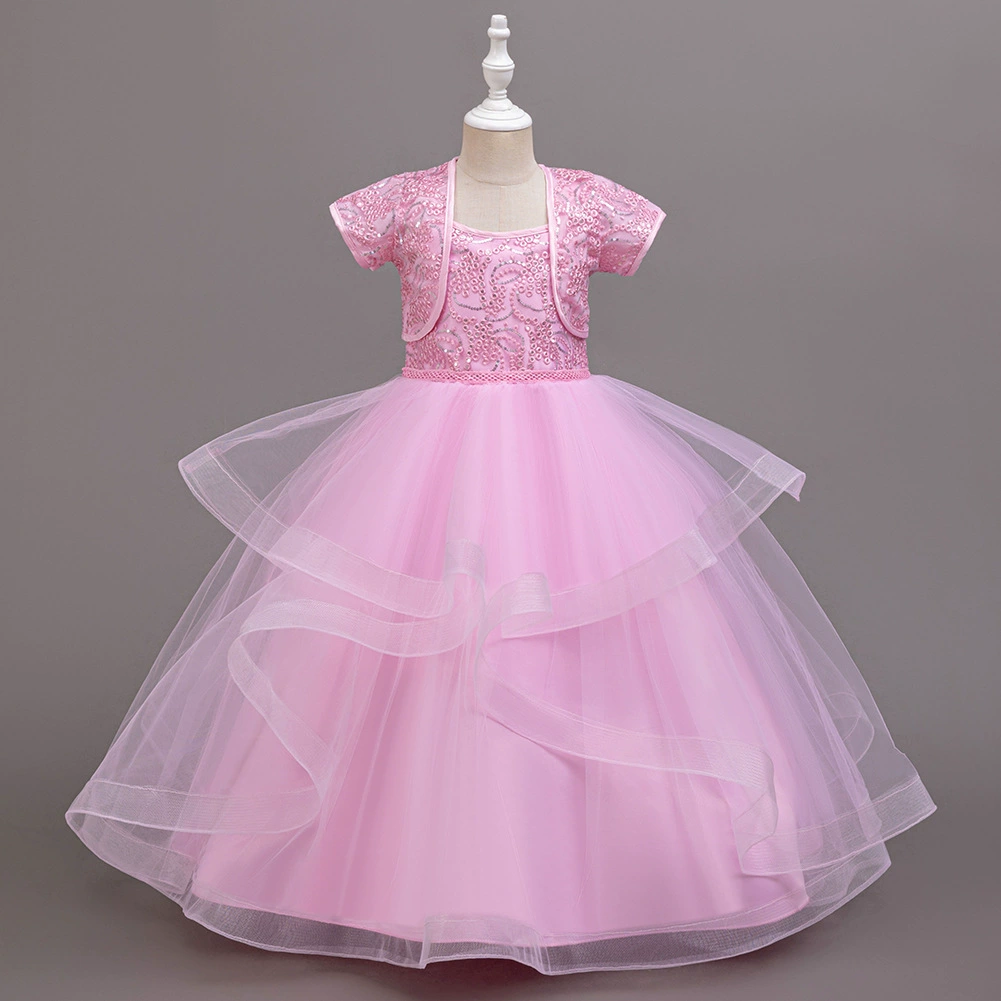 Children's evening dress, small princess costume, jacket, set, for teenagers, lifting effect