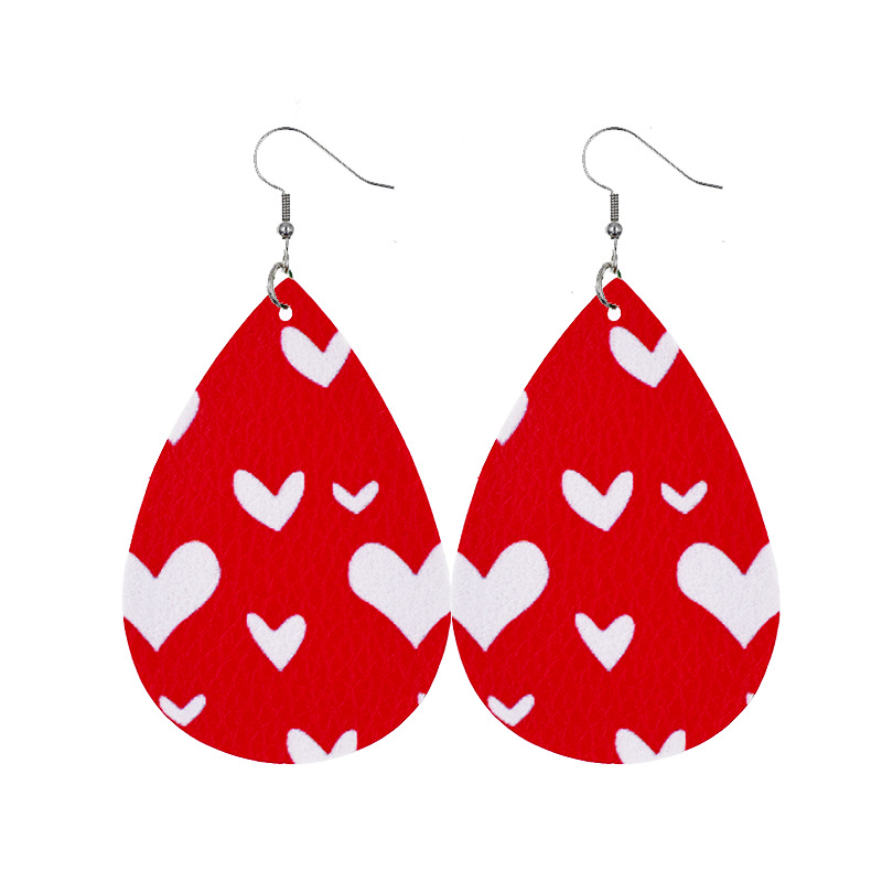 1 Pair Elegant Cartoon Style Vacation Letter Water Droplets Heart Shape Pu Leather Drop Earrings display picture 13