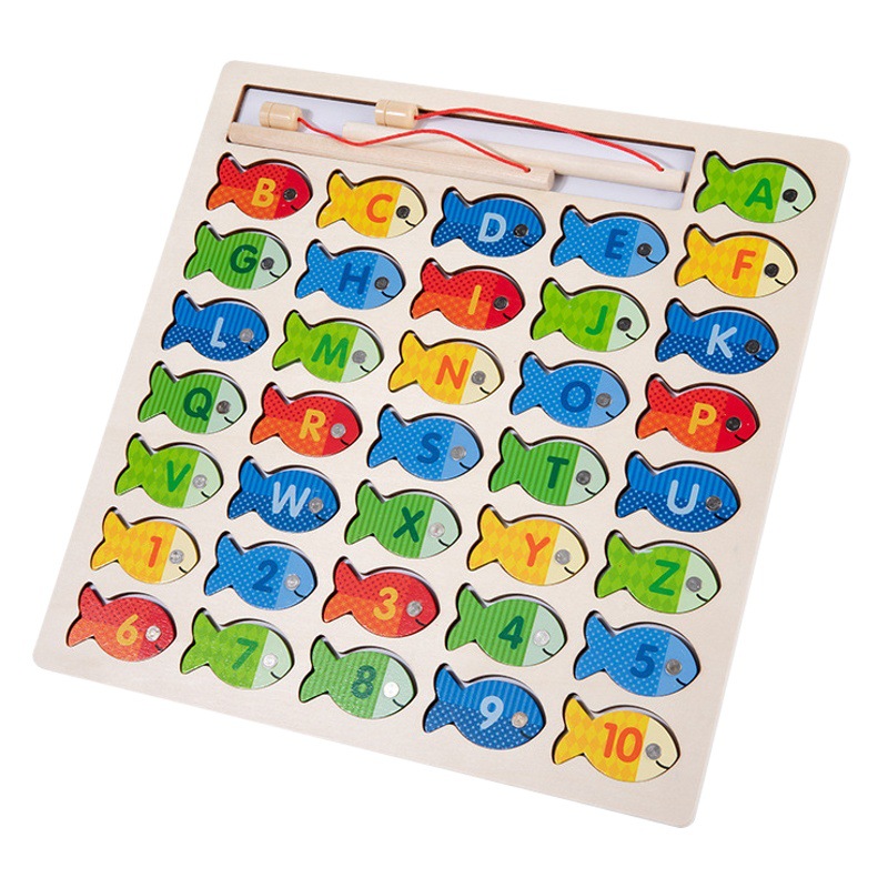 CPC alfabeto magnético juego de batalla de pesca madera para niños forma marina a juego educación temprana juguetes educativos al por mayor
