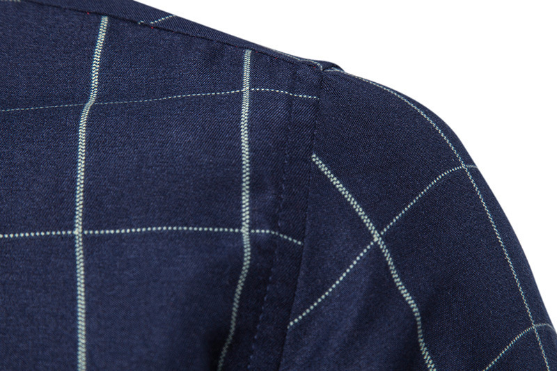 Men's Casual Checkered Long Sleeve Shirt With Square Neck_voghion.com