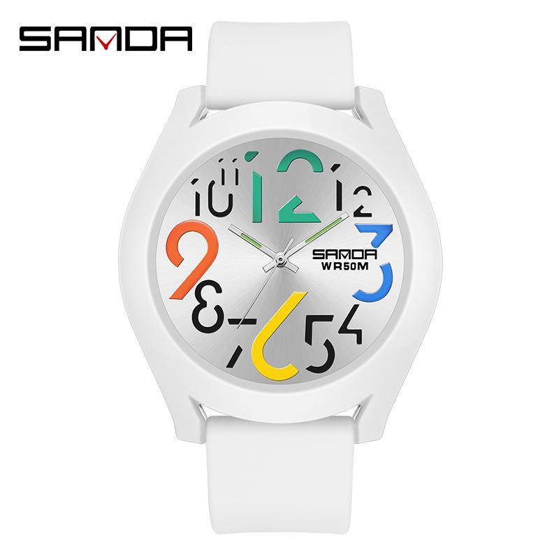 Sanda 9021 reloj electrónico de silicona desmontable anillo exterior de las mujeres de moda digital simple reloj deportivo