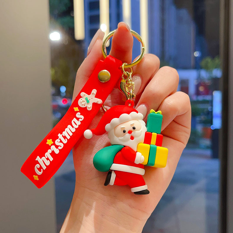 国境を越えたサンタクロースのキーホルダークリスマスペンダントクリスマスツリートナカイ人形バッグキーホルダープレゼント卸売り|undefined