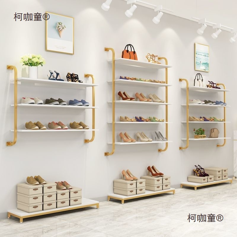 服装店上墙鞋架展示架金色商用多层包包童鞋店创意美甲装饰麦太保