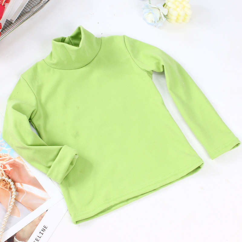 Otoño e invierno nuevo de terciopelo niños medio cuello alto camisa de fondo color sólido niños y niñas Bebé Ropa interior térmica entrega de una sola pieza