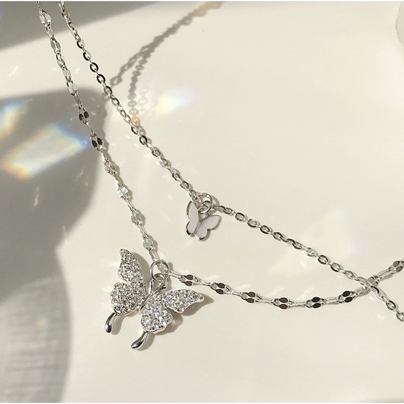 South Korea double layered butterfly necklace clavicle chain