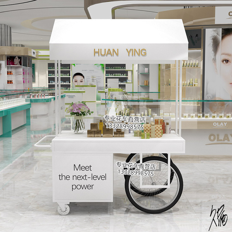 炸串车摆摊商场夜市架子商用带抽屉小吃车铁艺摊车展示架户外