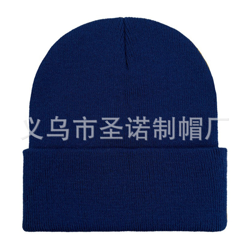 Bordado todo el tablero de luz de color sólido acrílico sombrero de punto europeo y americano otoño e invierno cálido sombrero de lana gorro para hombres y mujeres