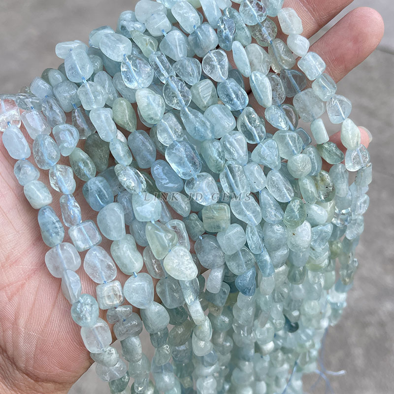 晶德珠宝 天然冰透海蓝宝随形珠diy饰品配件半成品手工串珠批发|undefined