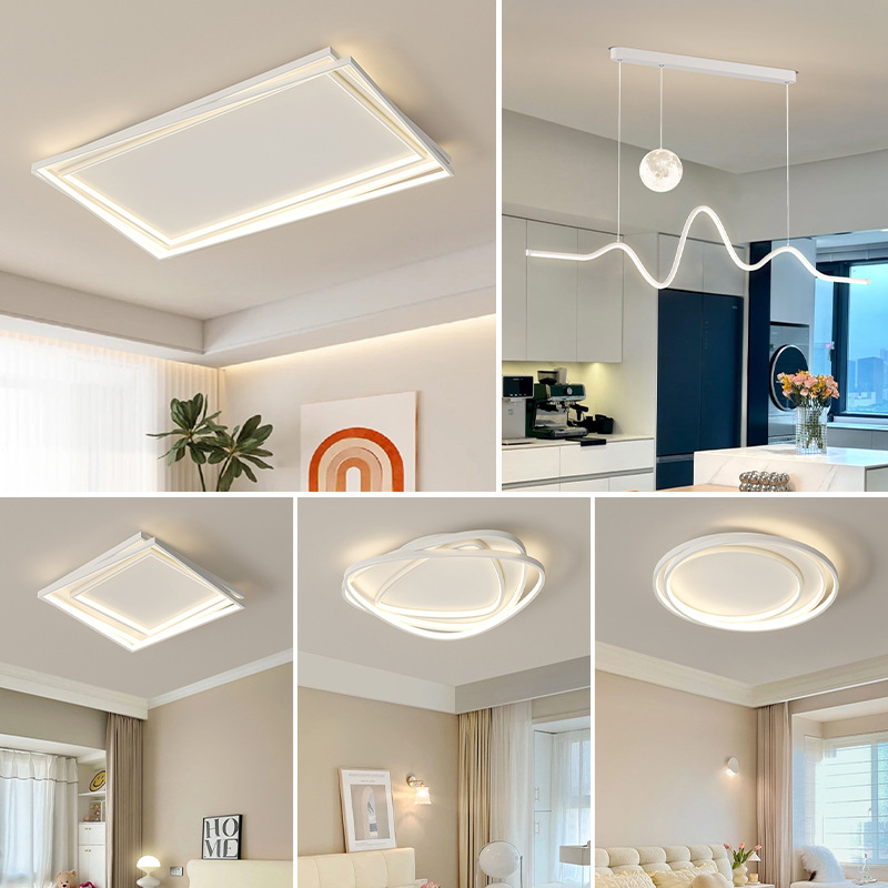 lámpara de dormitorio lámpara de techo moderna y minimalista nueva atmósfera rectangular lámpara principal de vestíbulo de espectro completo lámpara de habitación de protección de ojos