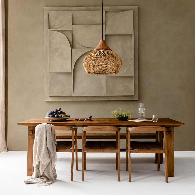 Modern Retro Old Teak Dining Table for Living Room, Home Use, Medieval Style Artisan Dining Table, Simple Teak Long Dining Table