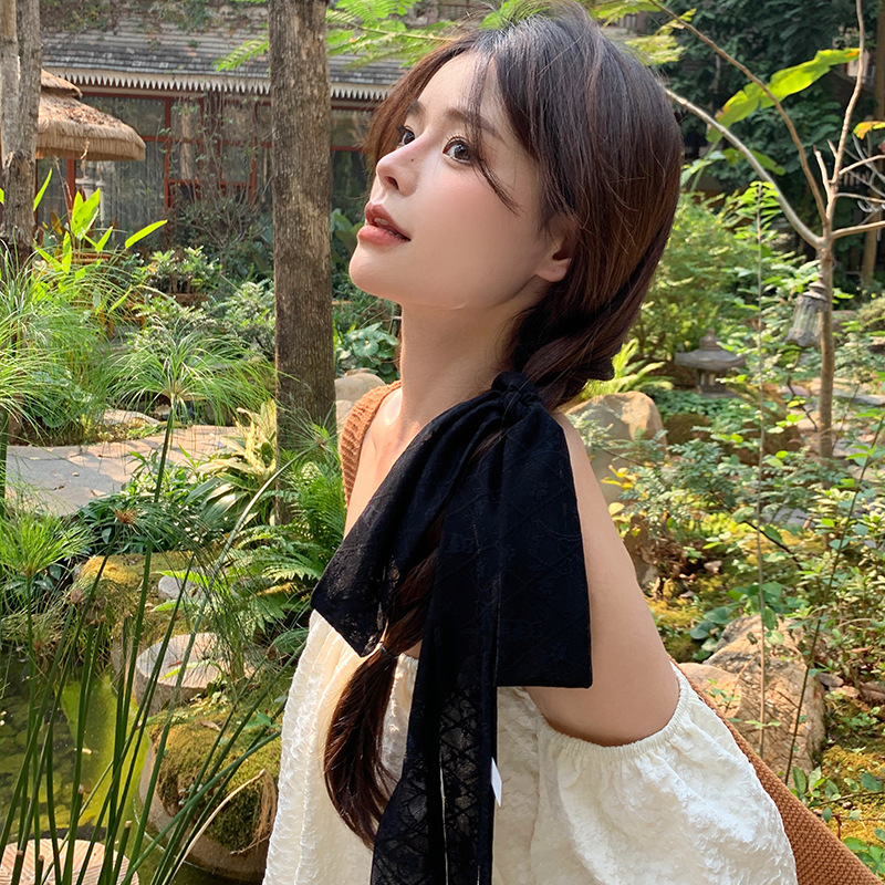 Nuevo estilo de encaje francés, bufanda de seda larga de alta calidad, decoración del cuello femenino, bufanda pequeña, decoración multifuncional de serpentinas para atar el cabello