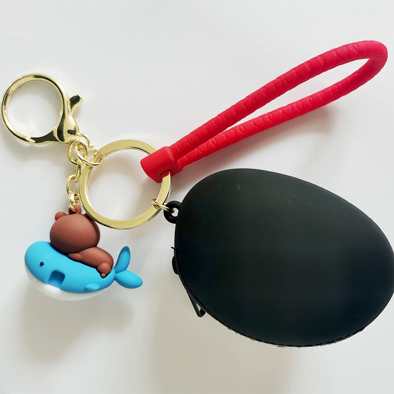 Venta al por mayor lindo gatito clave de silicona monedero llavero colgante creativo dibujos animados cambio cremallera bolsa almacenamiento