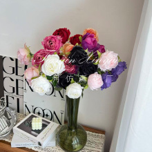 3头情人玫仿真花婚庆用高质感逼真假花玫瑰婚庆布置装饰花