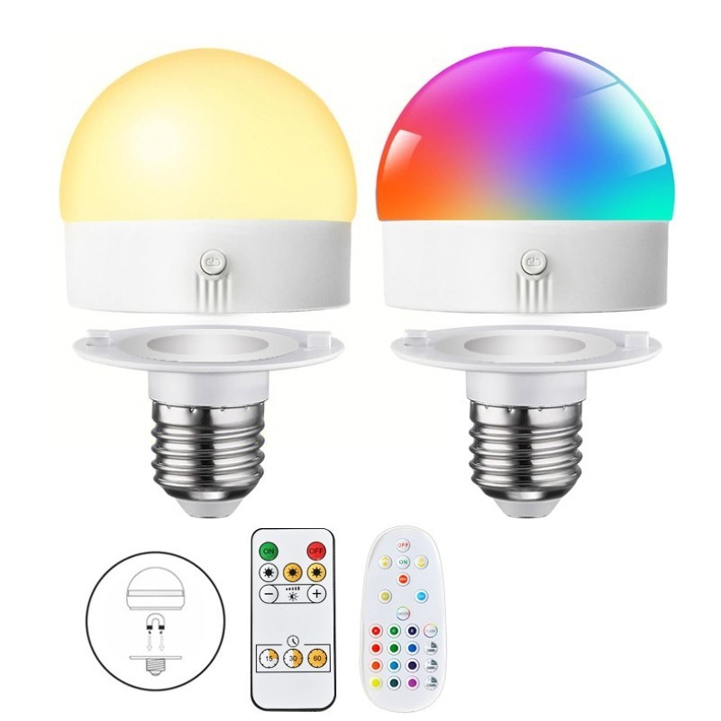 Amazon リモコン付き充電式 RGB 電球電池式電球、非ハードワイヤリングの壁ランプシャンデリア用|undefined