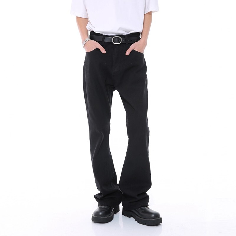 Voguo Relay Korean Style Extended Slim Fit Black Flared Jeans Unisex Versatile Pants Recommended