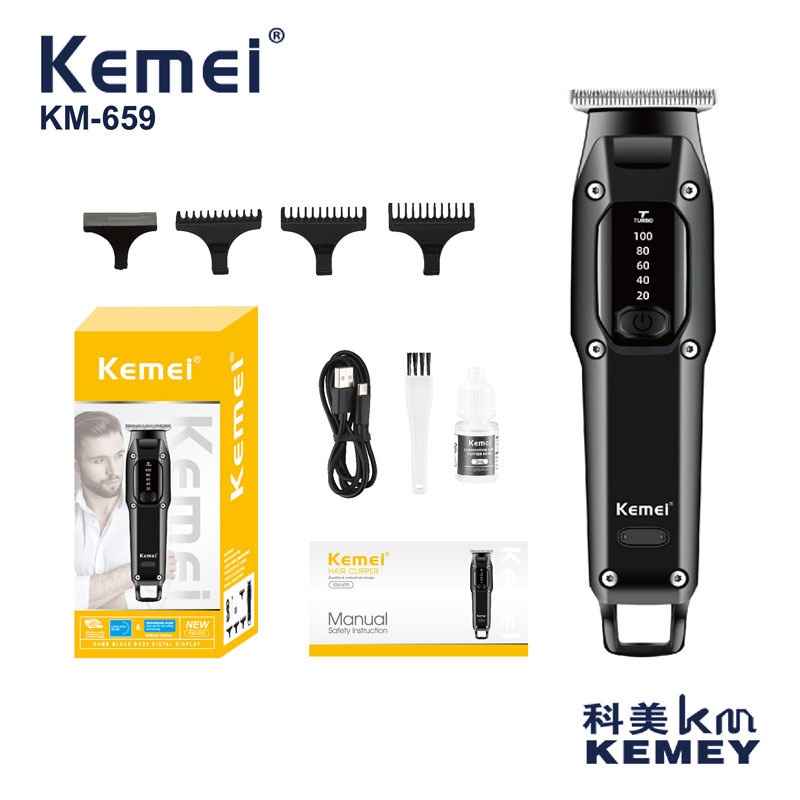Kemei cortapelos eléctrico KM-659 Amazon popular cortadora de cabello profesional USB carga rápida peluquería cortadora de cabello