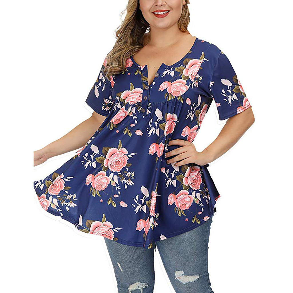Transfronterizo 2025 Amazon estación independiente Aliexpress nueva camiseta de botón de manga corta de cuello en V image 5